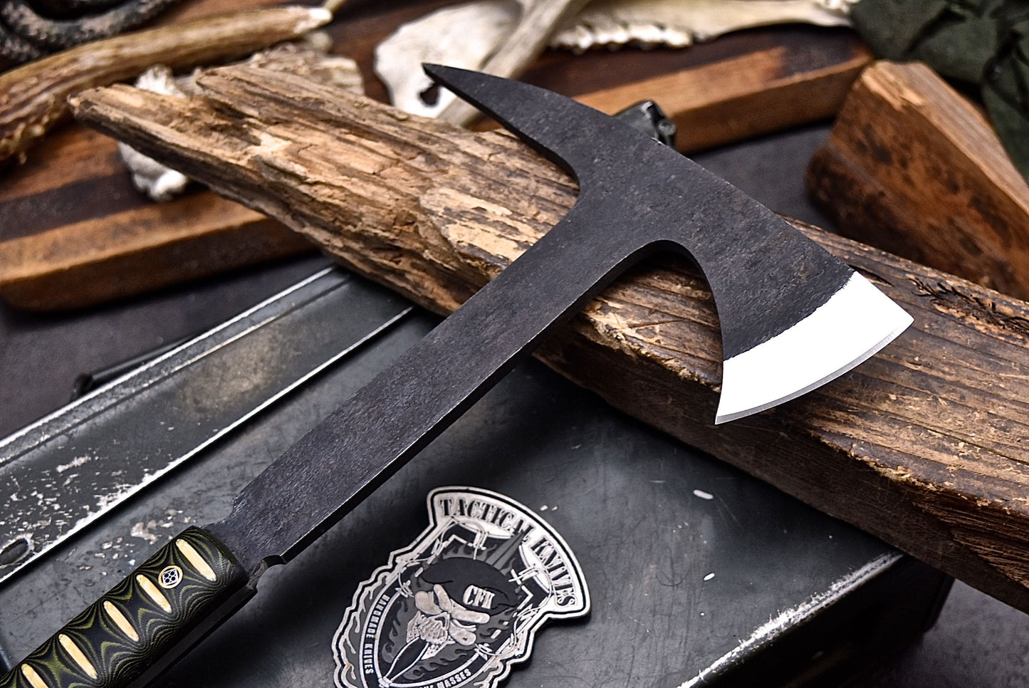 CFK Handmade D2 Tool Steel Custom FIREMAN Tomahawk Hatchet Axe w/ Sheath C