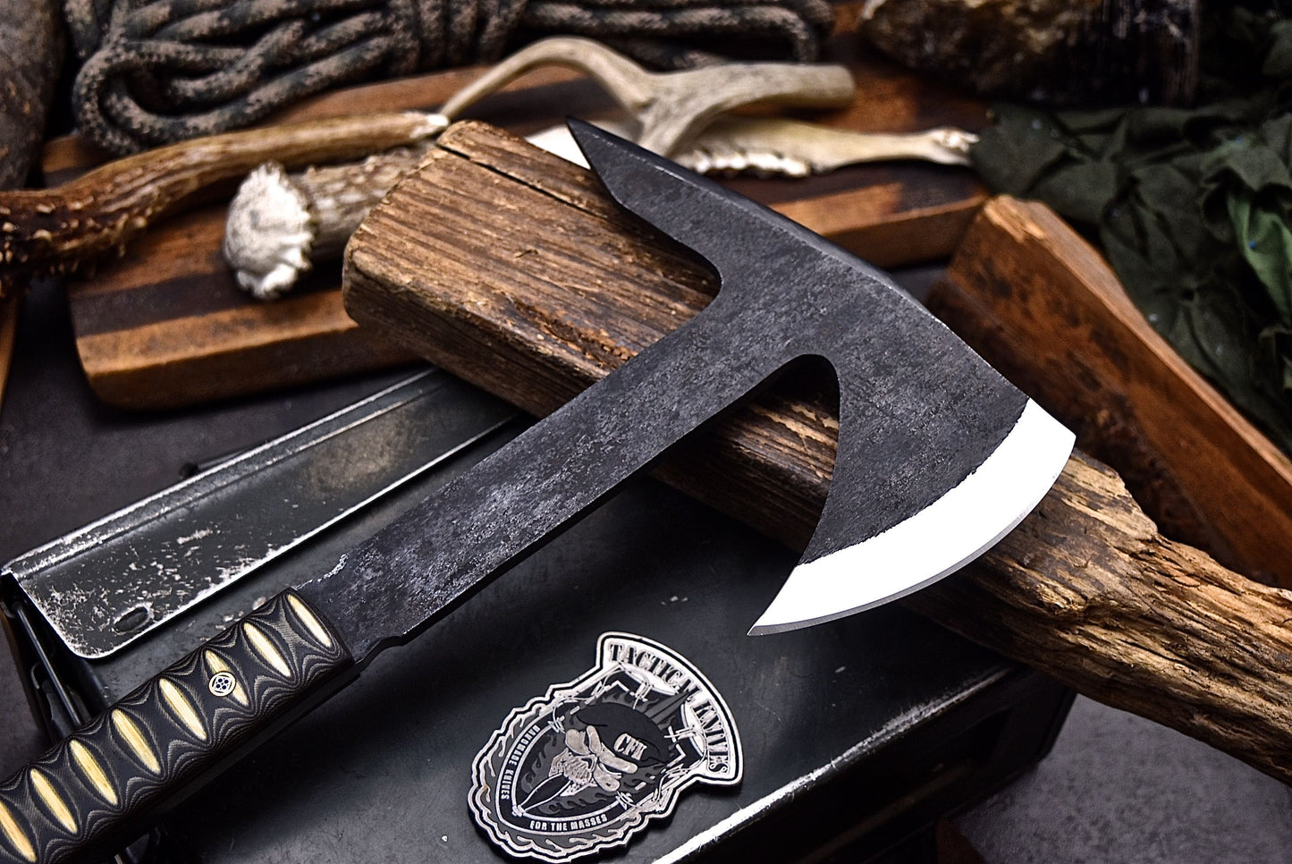 CFK Handmade D2 Tool Steel Custom FIREMAN Tomahawk Hatchet Axe w/ Sheath