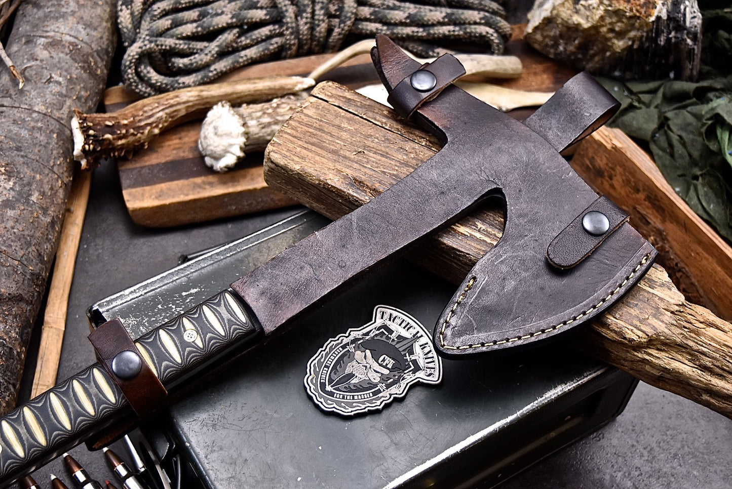 CFK Handmade D2 Tool Steel Custom FIREMAN Tomahawk Hatchet Axe w/ Sheath