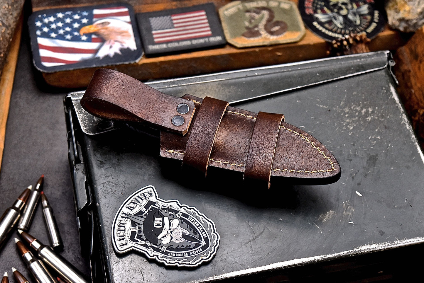 CFK Handmade ATS 34 Custom RED DALL SHEEP HORN Small Hunting Knife & Sheath Set