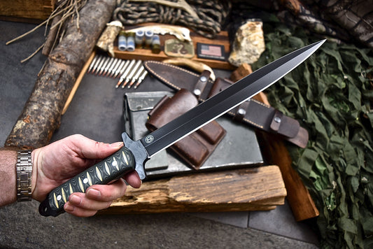 Blackstone River - Hill & Creek Handmade D2 Toothpick Dagger Knife & Accessories Sheath Set