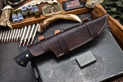 Catskill Mountains - Hill & Creek Handmade D2 Bushcraft Hunting Camping Knife & Accessories Sheath Set