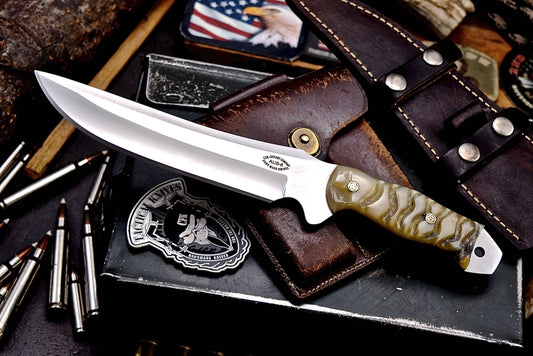CFK Handmade AUS 8 Custom GENUINE SHEEP HORN Large Hunting Skinner Sport Knife