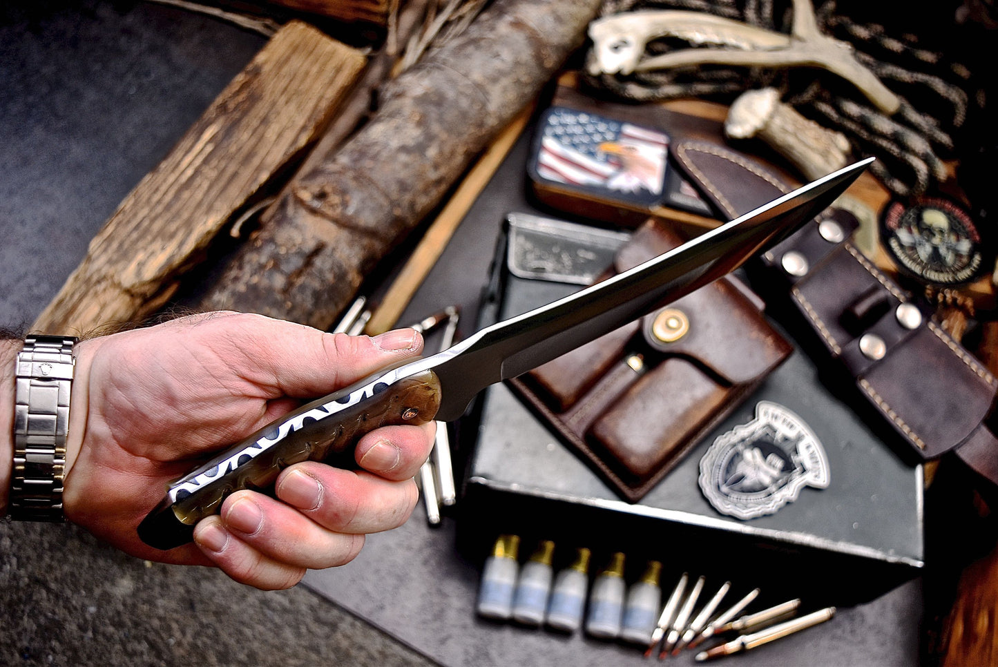 CFK Handmade AUS 8 Custom GENUINE SHEEP HORN Large Hunting Skinner Sport Knife