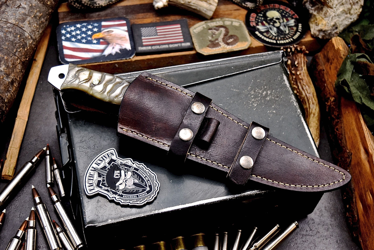 CFK Handmade AUS 8 Custom GENUINE SHEEP HORN Large Hunting Skinner Sport Knife