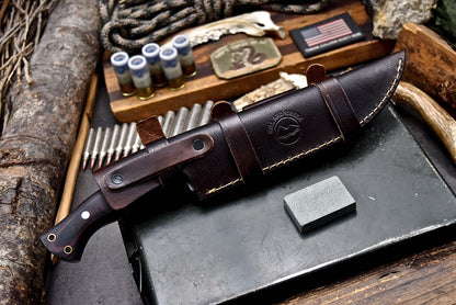 Bear Hills - Hill & Creek Custom Handmade D2 Large Camping Hunting Knife & ACCESSORIES Sheath Set