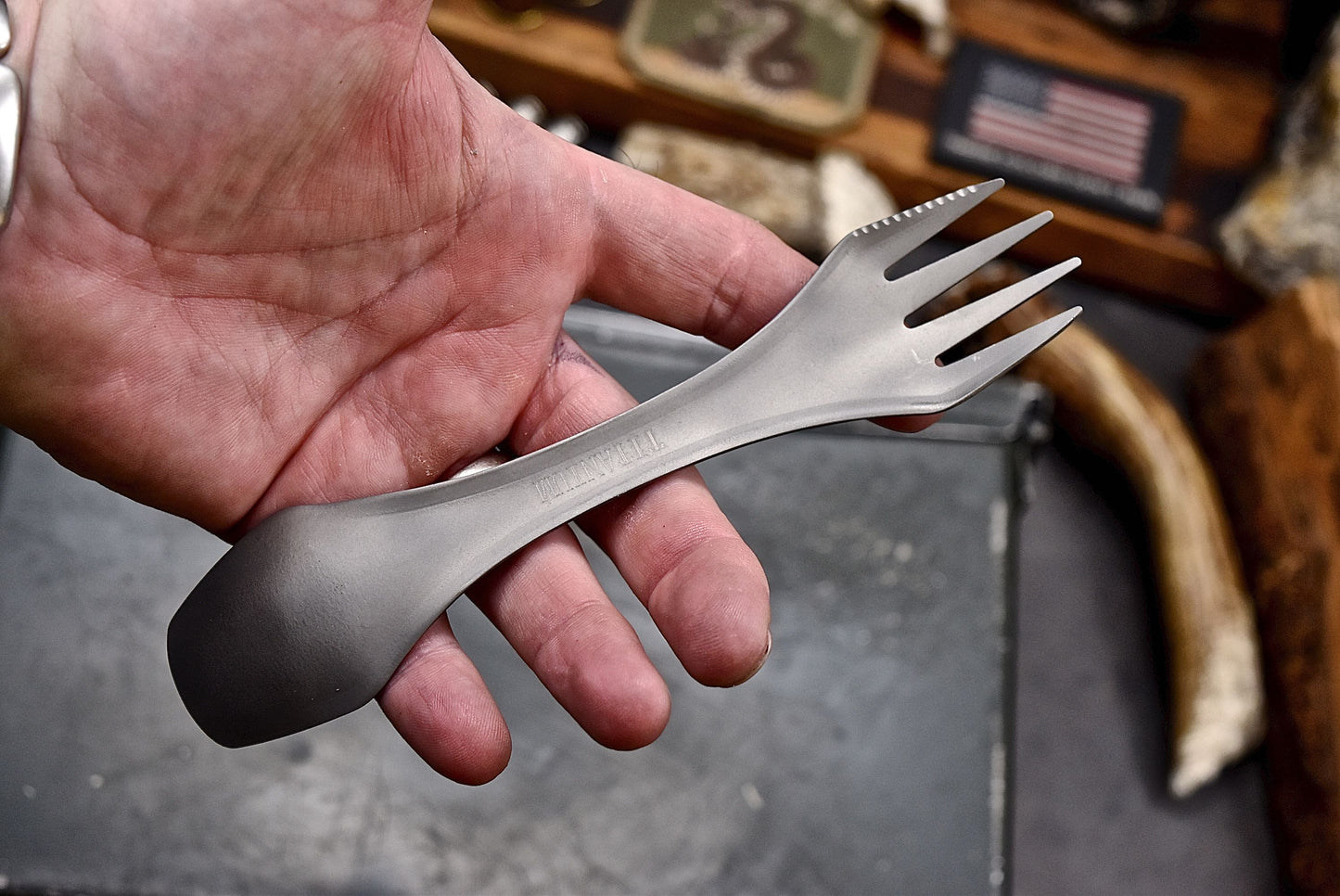 CFK 100% Titanium Spork 3-in-1 Lightweight Eco-Friendly Camping Knife Tool