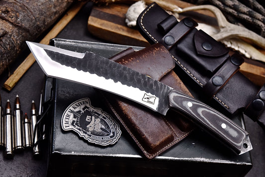 CFK IPAK Handmade D2 Custom MICARTA Large Tactical Chopper TANTO Knife Set