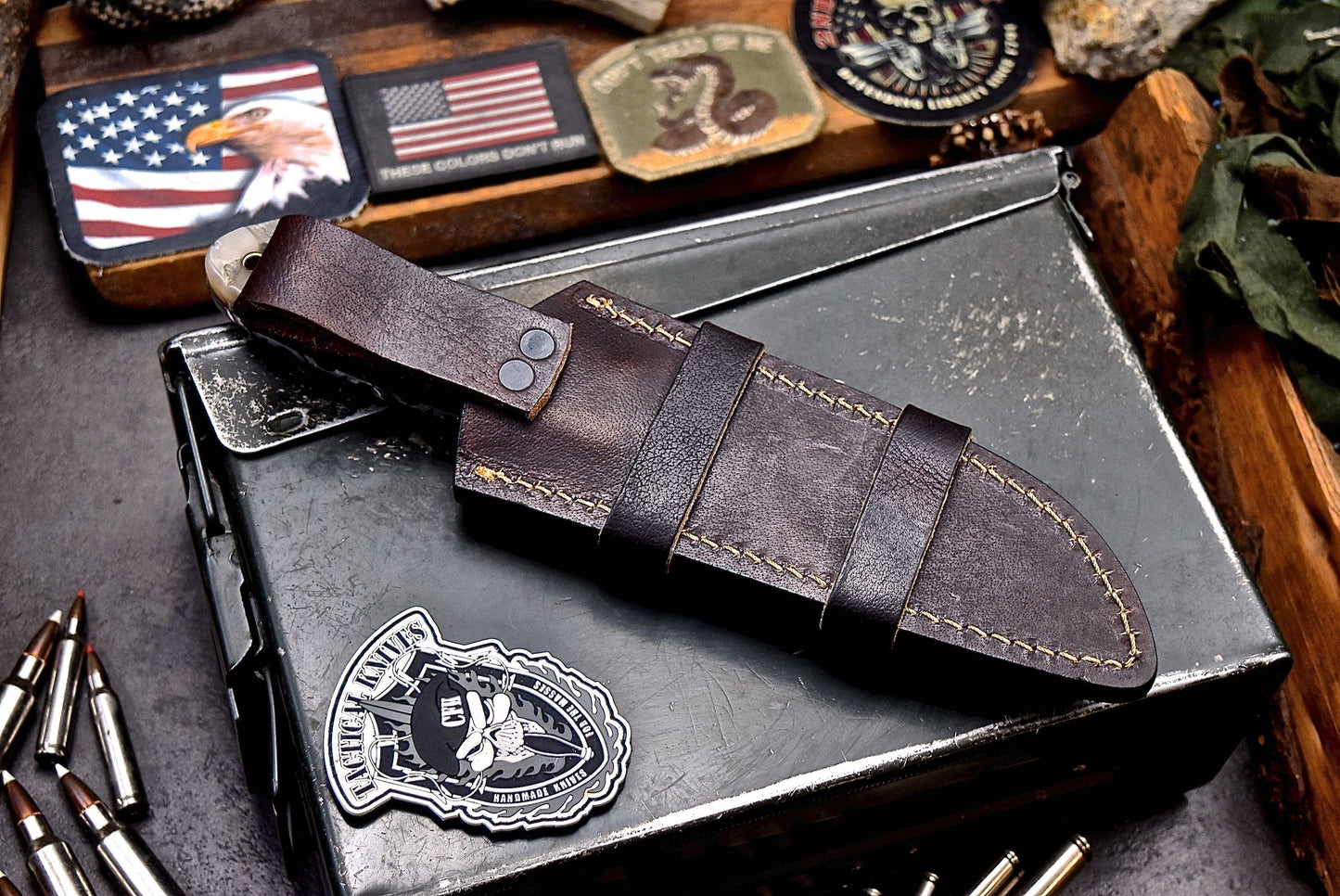 CFK Handmade Damascus Custom GENUINE SHEEP HORN Hunting Skinner Sport Knife