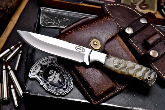 CFK Handmade AUS 10 Custom GENUINE RED DALL SHEEP HORN Hunting Skinner Camping Knife