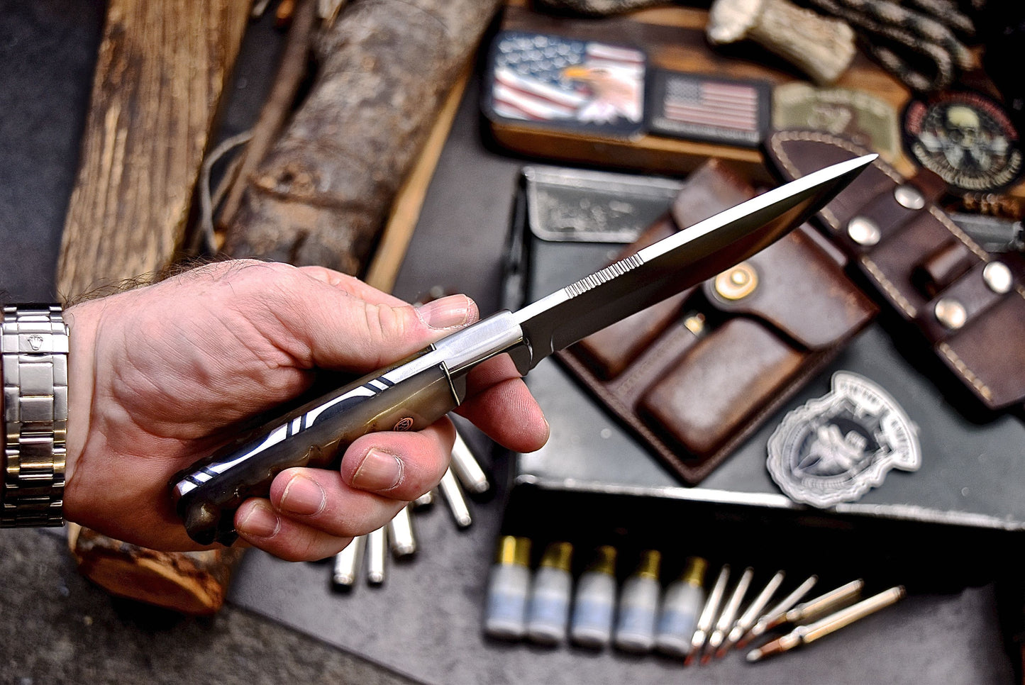 CFK Handmade AUS 10 Custom GENUINE RED DALL SHEEP HORN Hunting Skinner Camping Knife