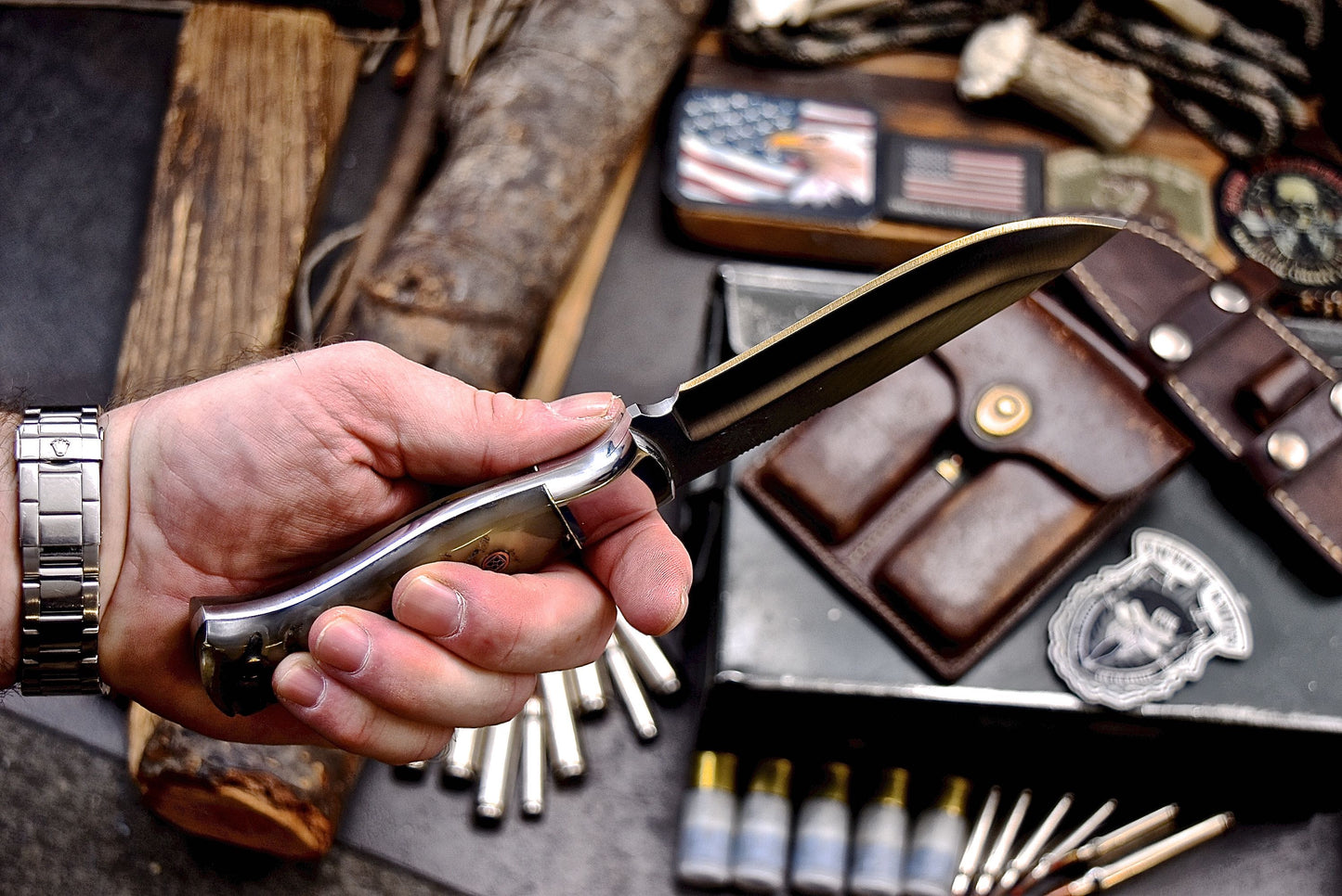 CFK Handmade AUS 10 Custom GENUINE RED DALL SHEEP HORN Hunting Skinner Camping Knife