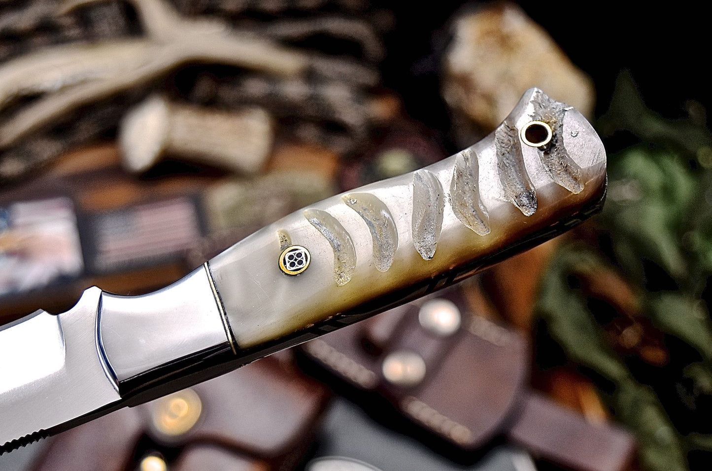 CFK Handmade AUS 10 Custom GENUINE RED DALL SHEEP HORN Hunting Skinner Camping Knife