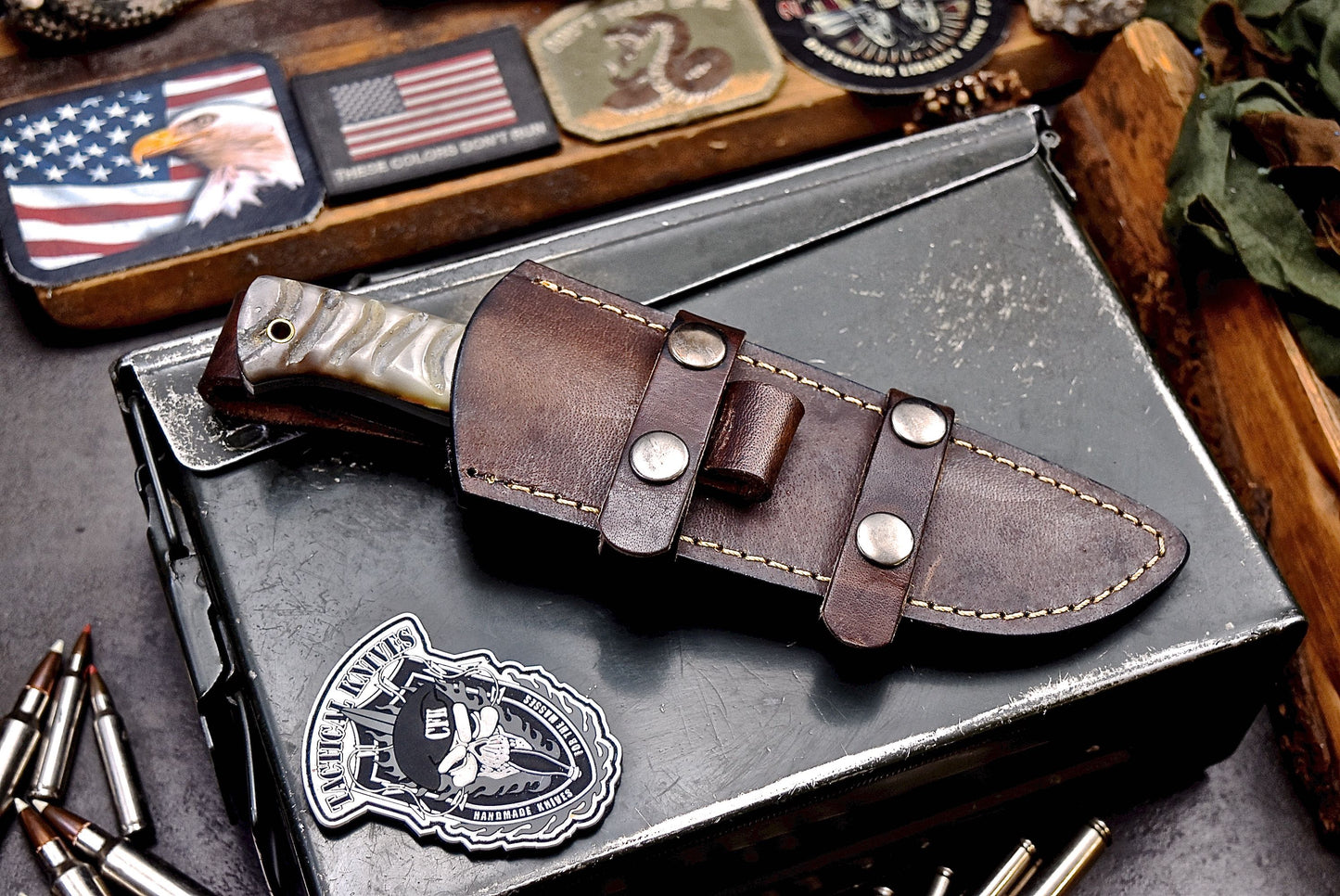 CFK Handmade AUS 10 Custom GENUINE RED DALL SHEEP HORN Hunting Skinner Camping Knife