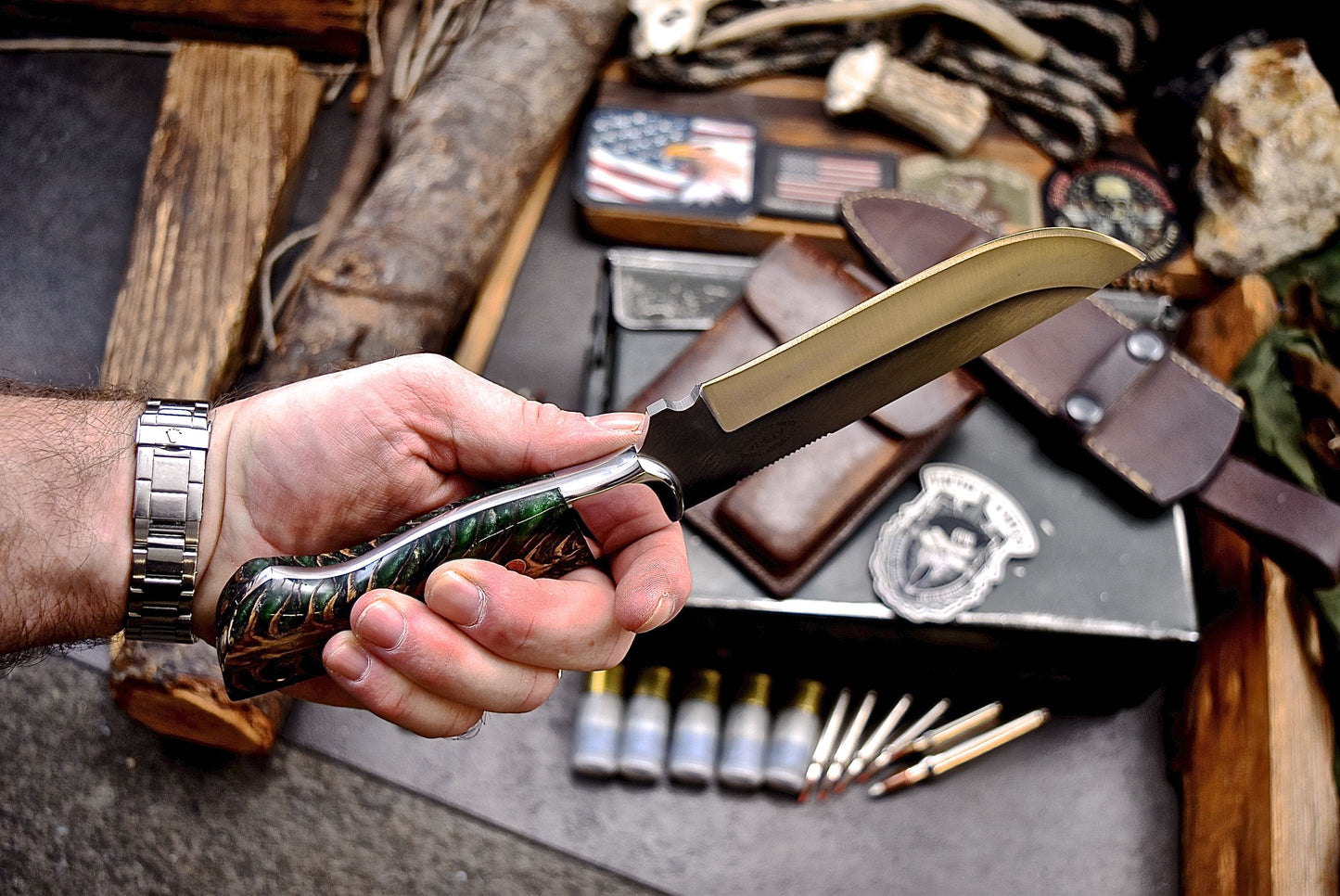 CFK Handmade ATS 34 Custom PINE CONE Hunting Camping Skinner Knife