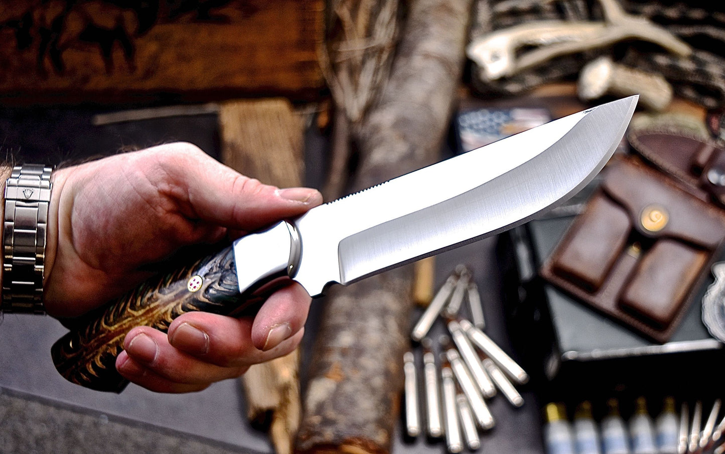 CFK Handmade ATS 34 Custom PINE CONE Hunting Camping Skinner Knife