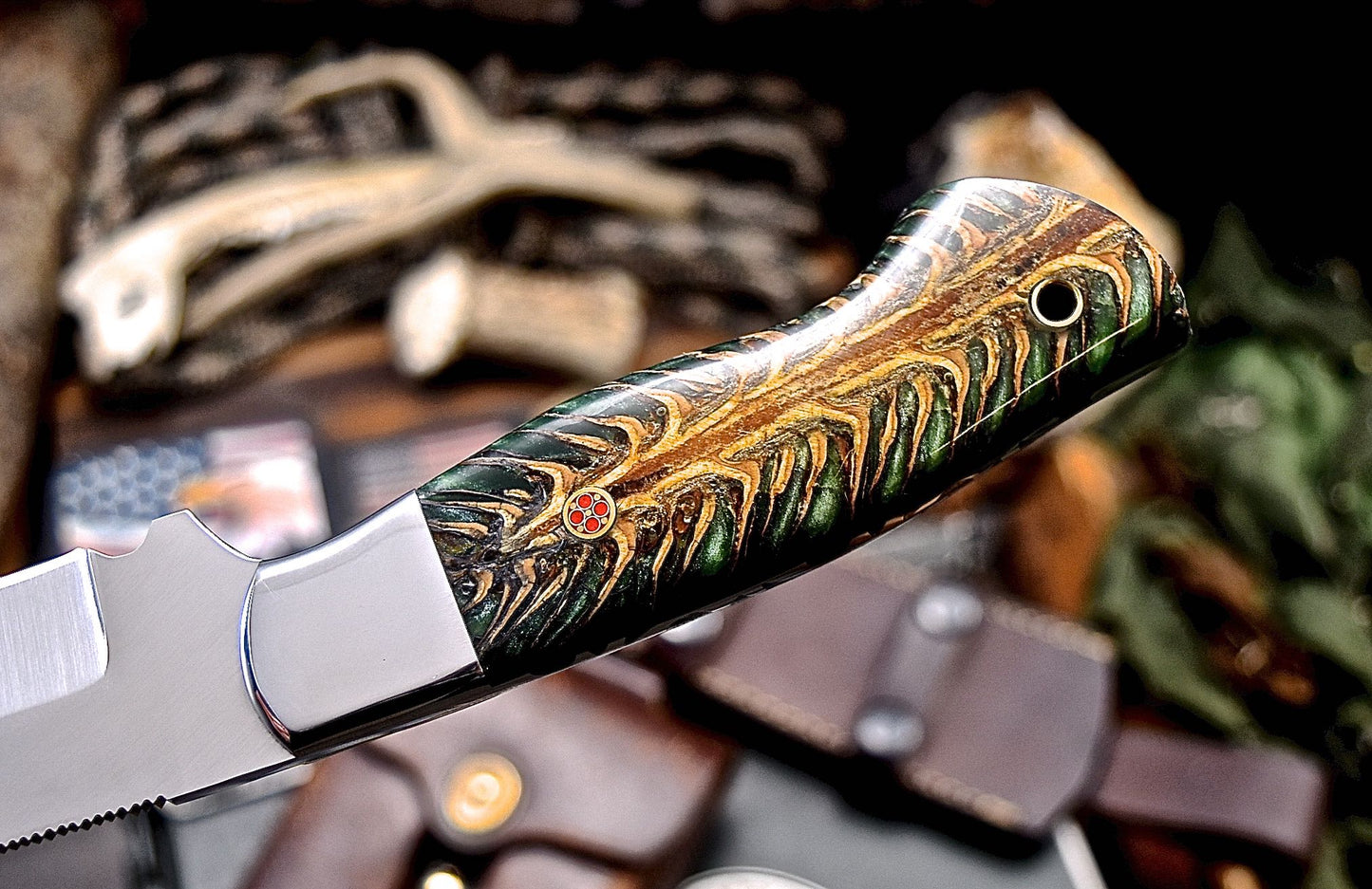 CFK Handmade ATS 34 Custom PINE CONE Hunting Camping Skinner Knife
