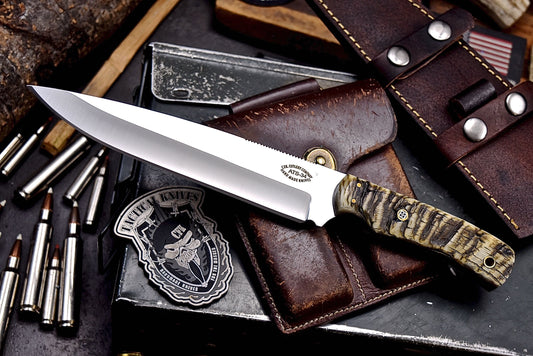 CFK Handmade ATS 34 Custom GENUINE SHEEP HORN Large Hunting Camping Knife SET
