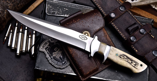 CFK Handmade DC53 Custom NUDE WOMAN ART SCRIMSHAW Bone Sub hilt Hunting Knife Set