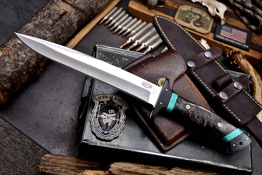 CFK Handmade AUS 10 Custom SHEEP HORN TURQUOISE STONE Large Hunting Camping Sport Knife Set