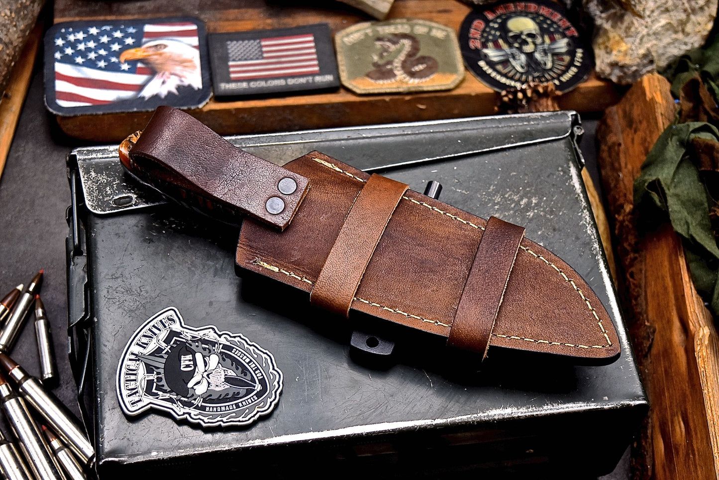 CFK Handmade CAMO AUS 10 Custom PINE CONE Hunting Knife & Sheath Set