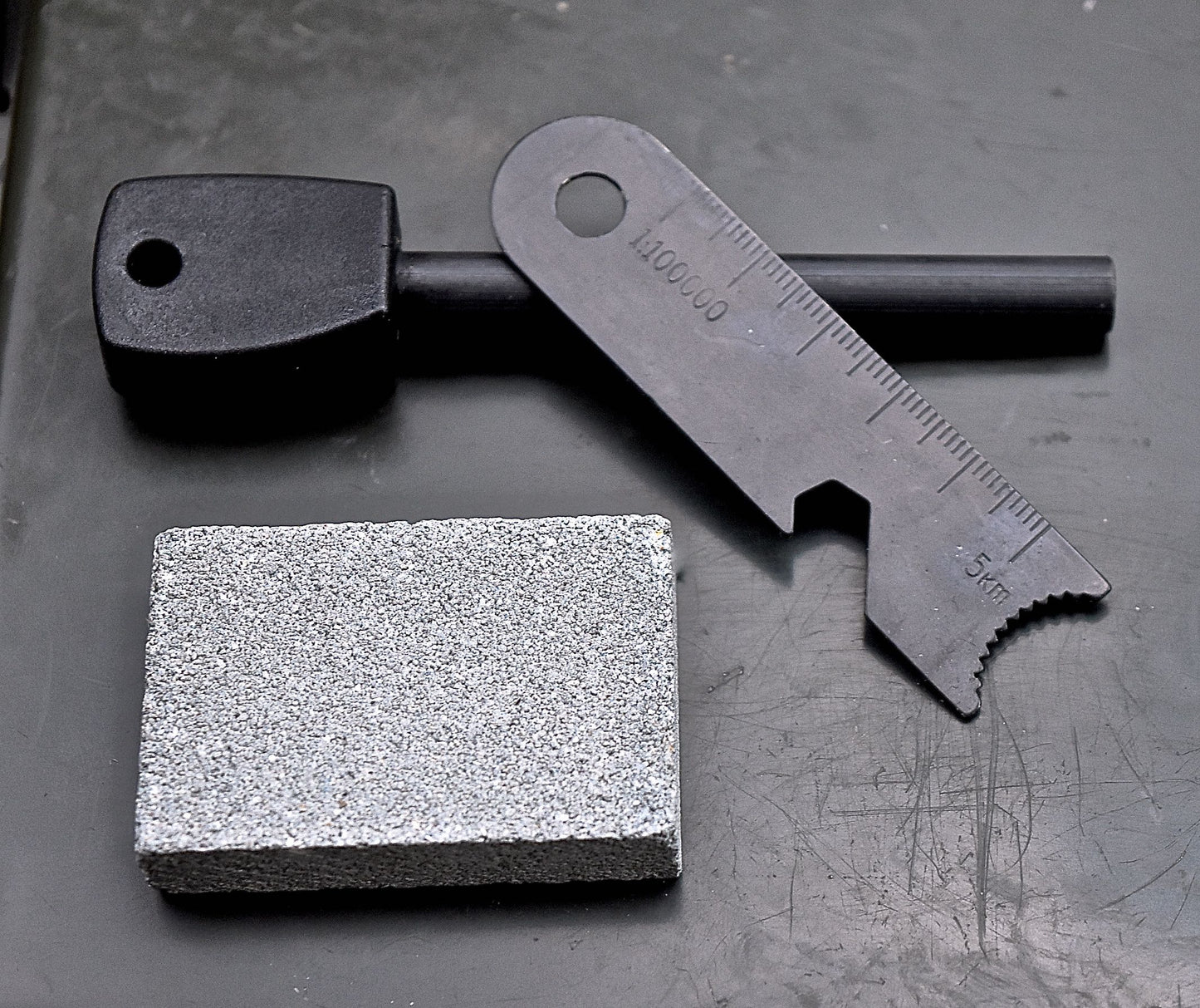 CFK HIGH QUALITY Handmade BROWN Leather Horizontal 6 INCH Knife Scout Sheath & Fire Starter Kit Set