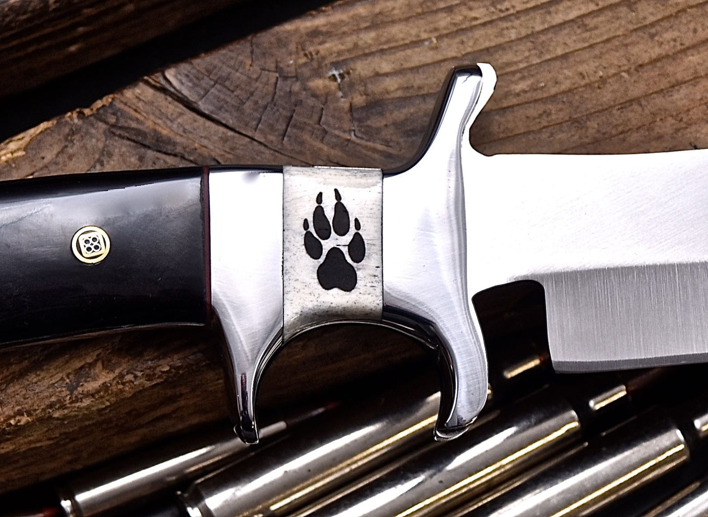 CFK Handmade D2 Custom WOLF PAW SCRIMSHAW BONE HORN Sub Hilt Hunting Knife Set