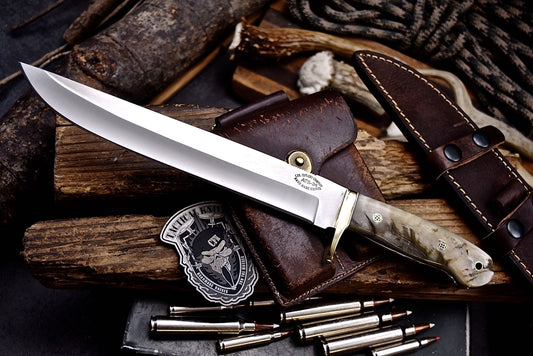 CFK Handmade ATS 34 Custom SHEEP HORN Large Hunting Chopper Camping Sport Knife