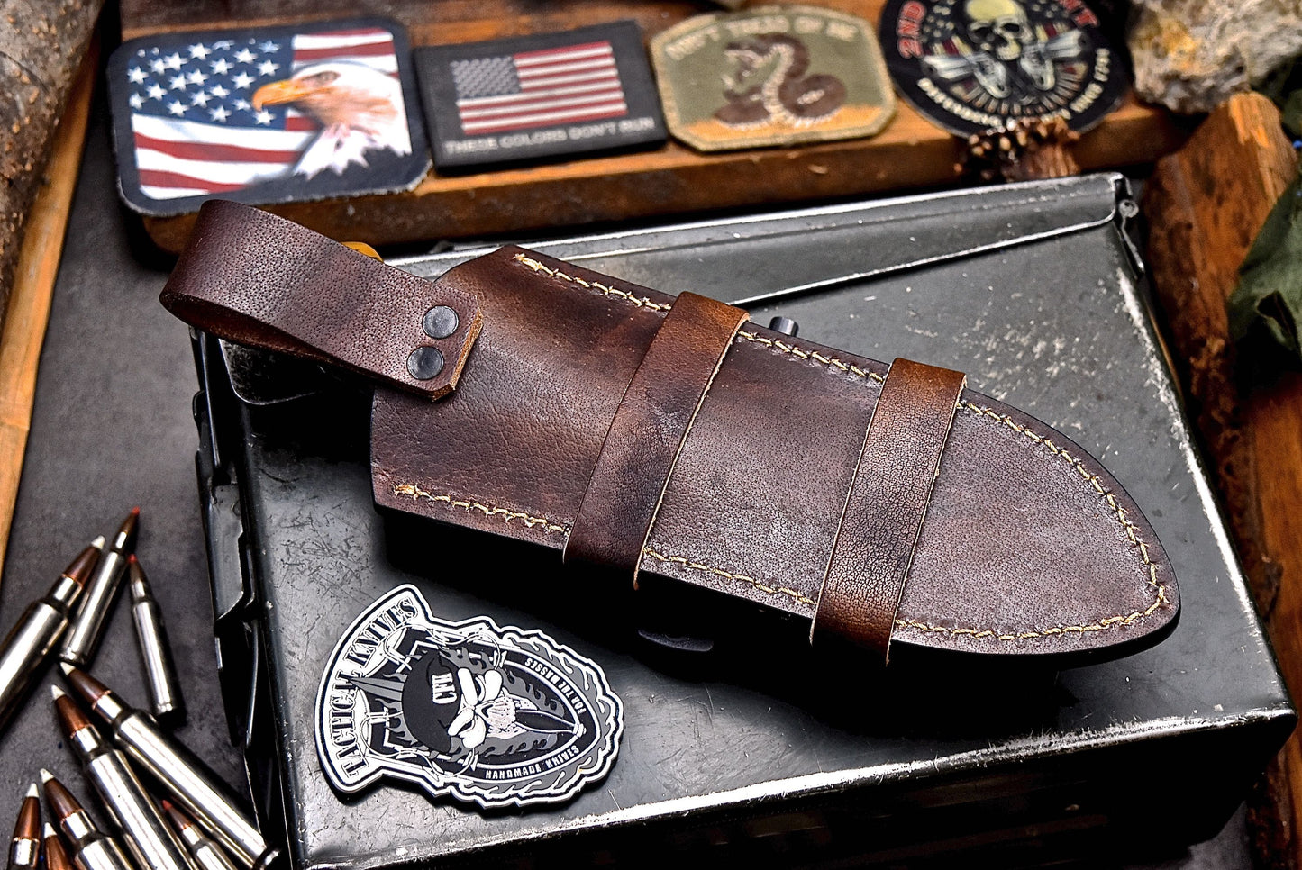 CFK Handmade CAMO AUS 8 Custom PINE CONE Hunting Knife & Fire Starter Kit Sheath Set