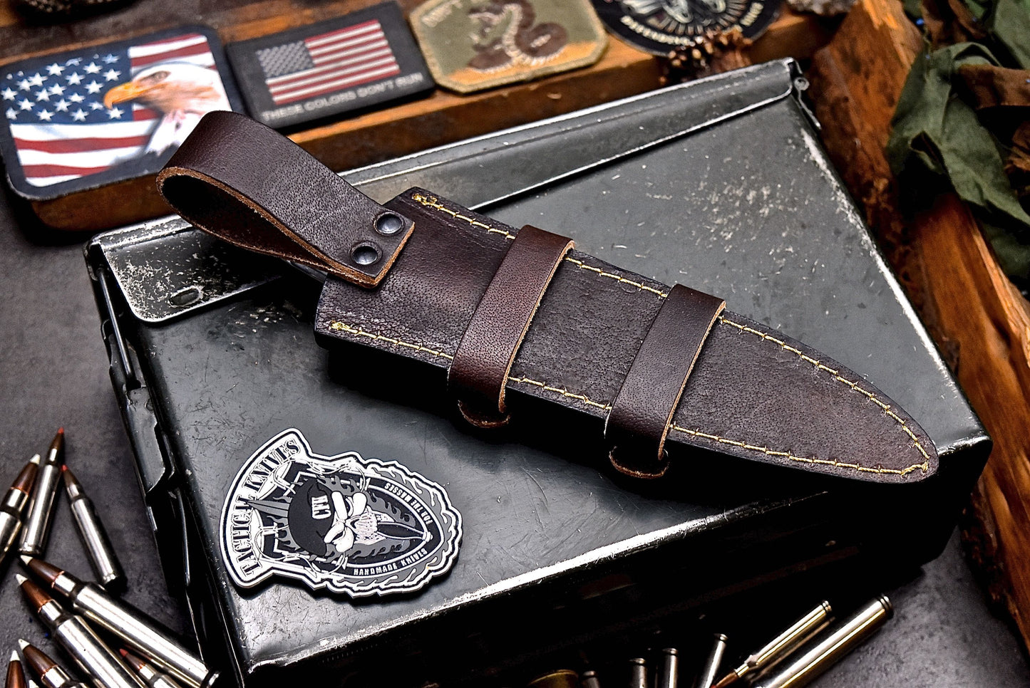 CFK IPAK Handmade CAMO D2 Custom CAMEL BONE Hunting Sport Knife & Sheath Set