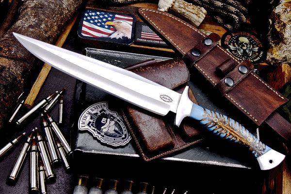 CFK Handmade AUS 10 Custom BLUE PINE CONE Large Hunting Knife