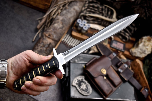CFK Handmade D2 Custom MICARTA WWII REPLICA TRENCH DAGGER Hunting Shiv Sport Knife