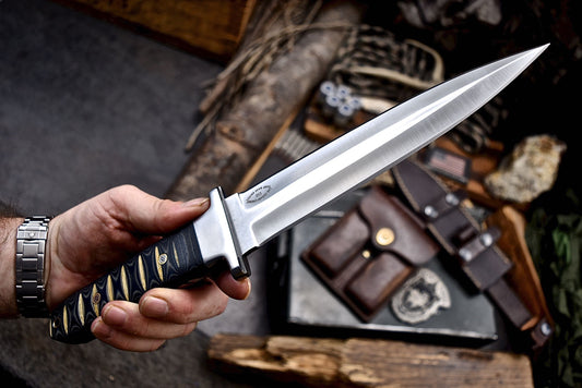 CFK Handmade D2 Custom MICARTA Large WWII REPLICA TRENCH DAGGER Hunting Shiv Knife Set