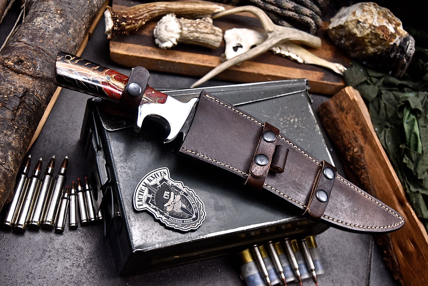 CFK Handmade AUS-10 Custom PINE CONE Corelon Sub Hilt Bowie Hunting Camping Knife Set