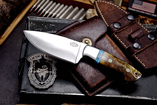 CFK Handmade ATS-34 Custom BROWN CAMEL BONE TURQUOISE Hunting Camping Knife Set